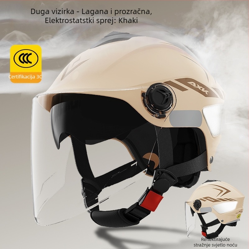 AXK Kaciga za električni motocikl – ABS, polu-kaciga, GB811-2022A certificirano, za sve sezone