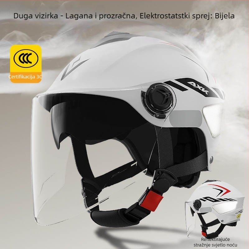 AXK Kaciga za električni motocikl – ABS, polu-kaciga, GB811-2022A certificirano, za sve sezone