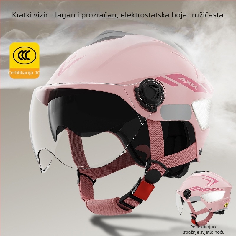 AXK Kaciga za električni motocikl – ABS, polu-kaciga, GB811-2022A certificirano, za sve sezone