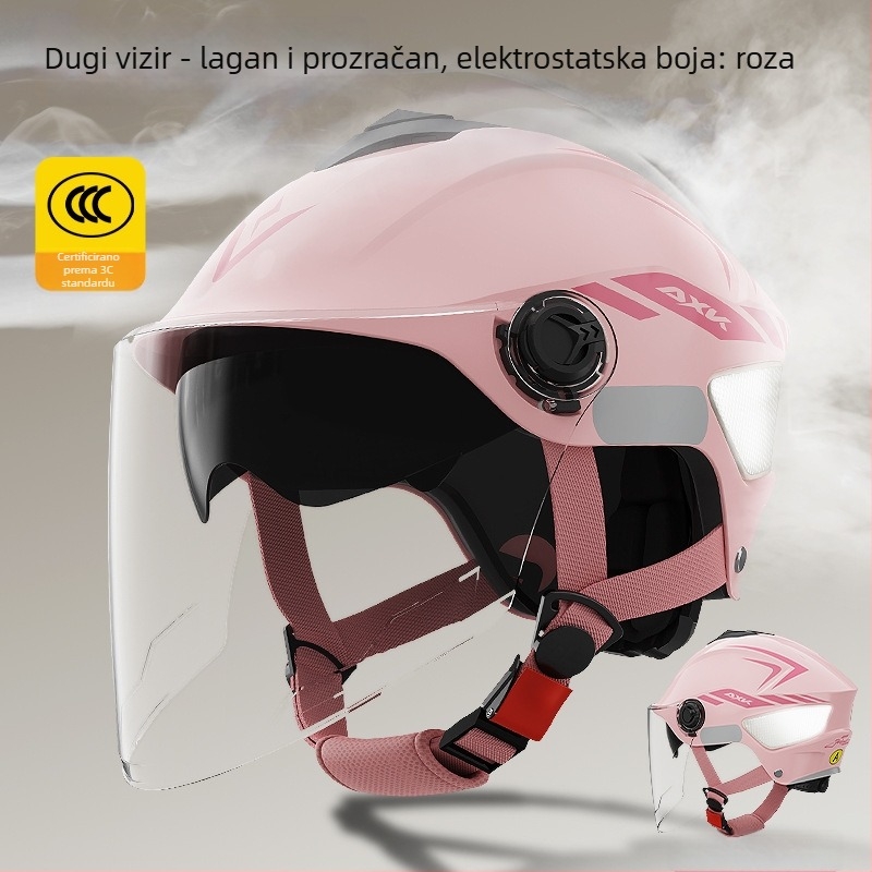 AXK Kaciga za električni motocikl – ABS, polu-kaciga, GB811-2022A certificirano, za sve sezone