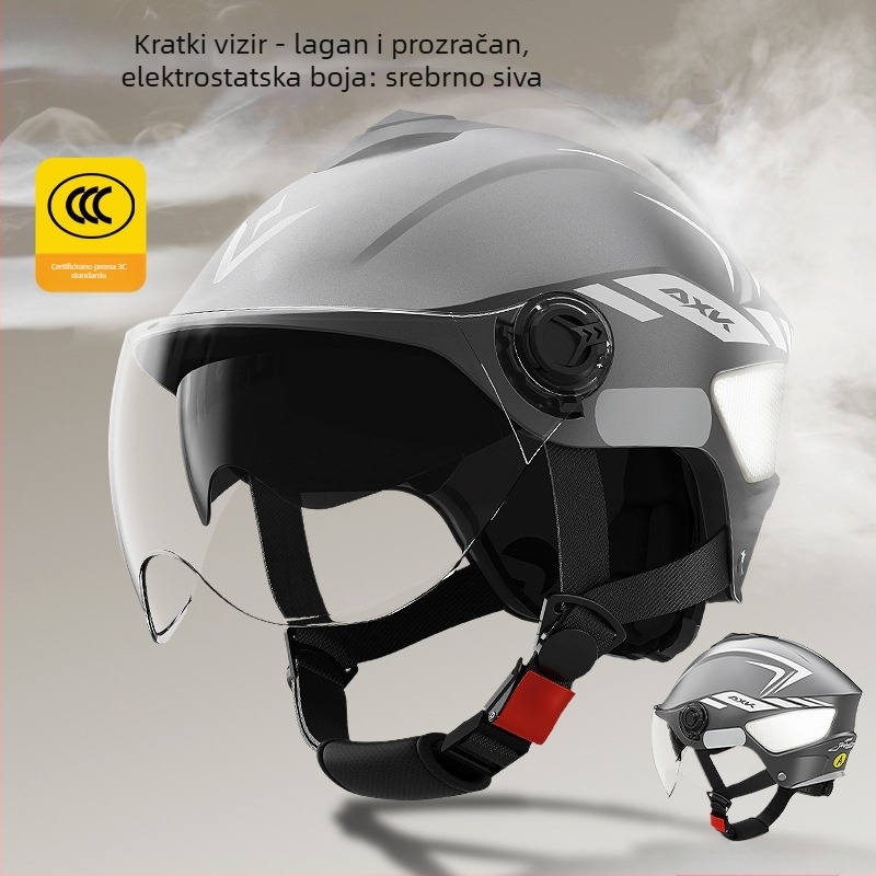 AXK Kaciga za električni motocikl – ABS, polu-kaciga, GB811-2022A certificirano, za sve sezone