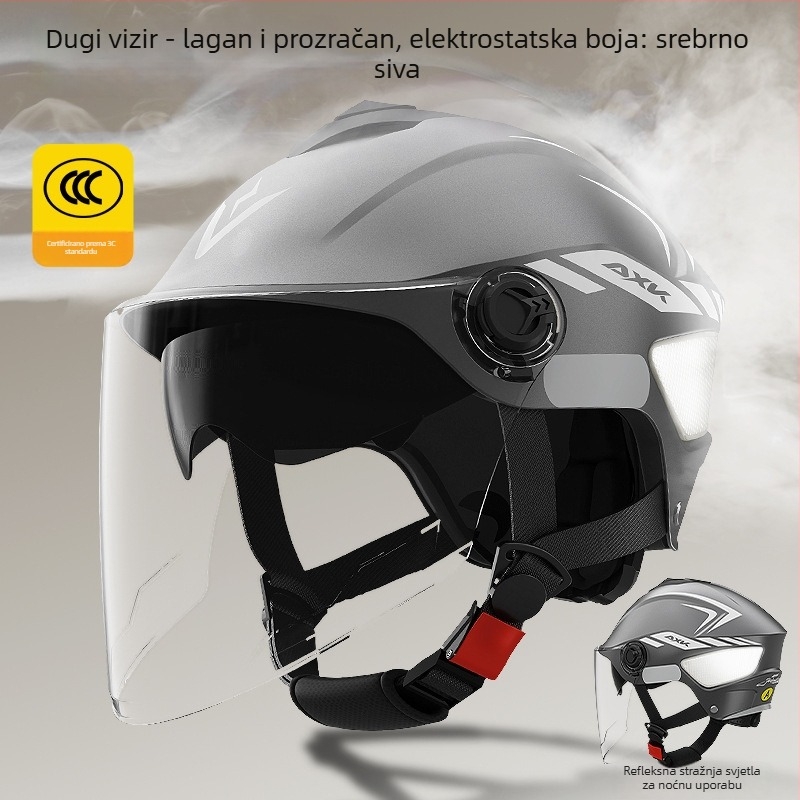 AXK Kaciga za električni motocikl – ABS, polu-kaciga, GB811-2022A certificirano, za sve sezone