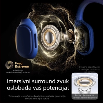 Bluetooth slušalice s provodljivošću zraka, ugrađena memorija, Bluetooth 5.3, domet 10 m, trajanje baterije 4–8 h, IPX6 vodootporne