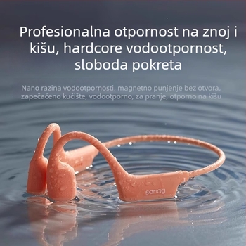 Bluetooth slušalice s provodljivošću zraka, ugrađena memorija, Bluetooth 5.3, domet 10 m, trajanje baterije 4–8 h, IPX6 vodootporne