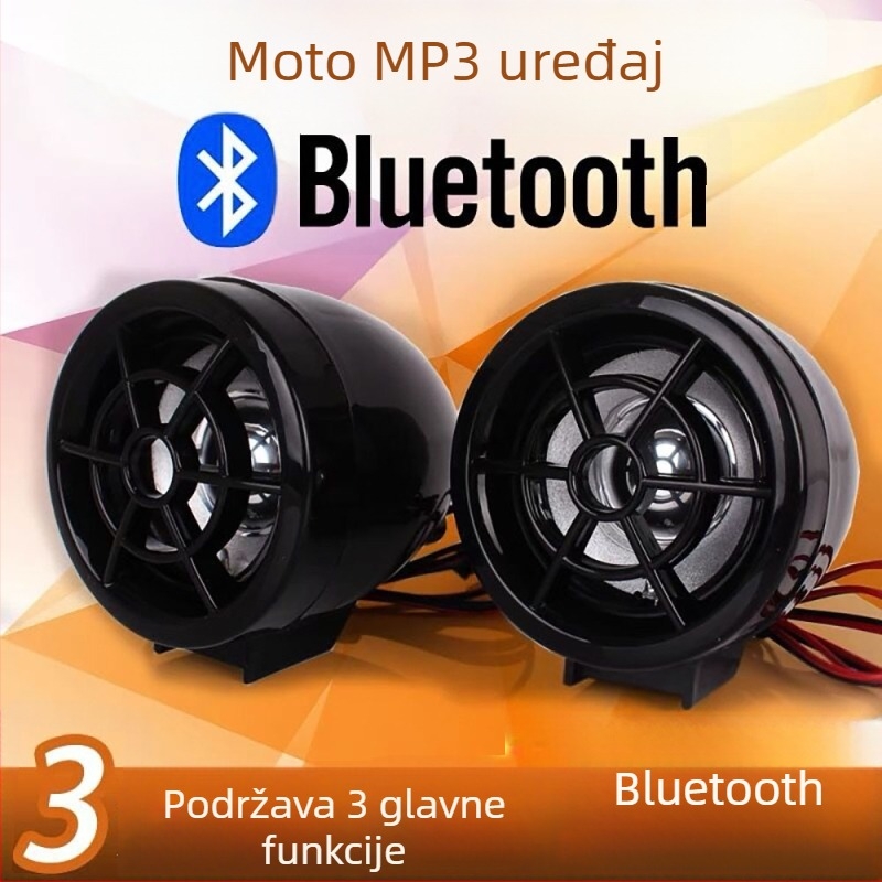 Motociklistički audio sustav s Bluetooth zvučnikom i subwooferom, MP3, radio FM, sustav protiv krađe