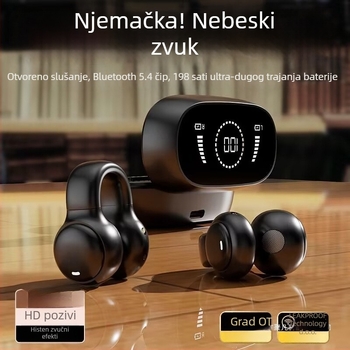 Bežične slušalice s kostnom vodljivosti, otvoreni clip-on dizajn za sport, bežične, dugotrajna baterija