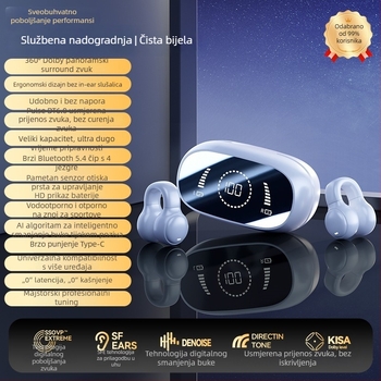 Bežične slušalice s kostnom vodljivosti, otvoreni clip-on dizajn za sport, bežične, dugotrajna baterija