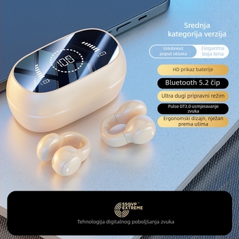 Bežične slušalice s kostnom vodljivosti, otvoreni clip-on dizajn za sport, bežične, dugotrajna baterija