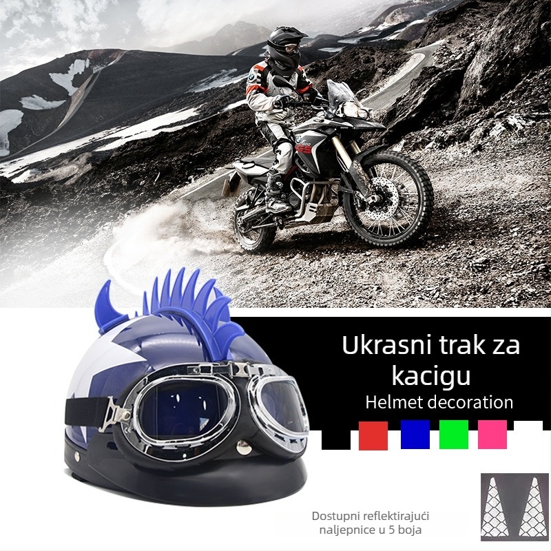 Dekorativna traka za kacigu motocikla – vintage dizajn s rogovima, TPR materijal, Knight Protectors stil, univerzalno za polu-kacige