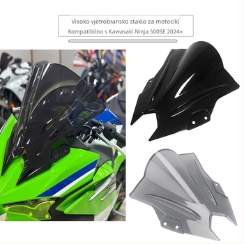 Prednje vjetrobransko staklo Kawasaki Ninja 500 SE 2024-2025 – PC plastika, Model Kawasaki Ninja 500 SE 2024-2025, Stil: Vjetrobran