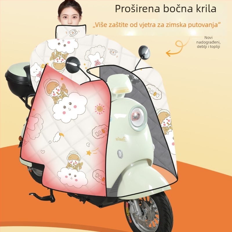 Vjetrovita deka za električna vozila i motocikle, PVC materijal, podstavljena fleeceom, vodootporna, debeli zimski pokrov, universalno za sve sezone