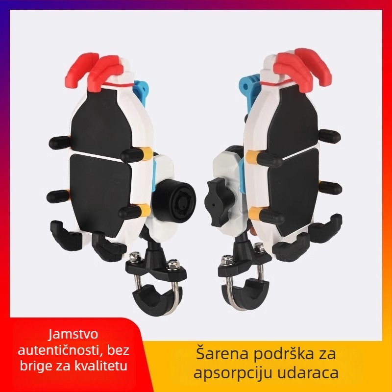 Držač za telefon za motocikl i električno vozilo s osamokrakom hvatanjem, amortizacija, protiv krađe, protiv vibracija, za navigaciju dostavljača