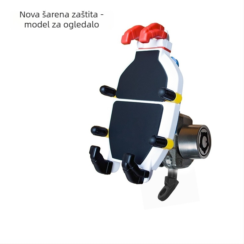 Držač za telefon za motocikl i električno vozilo s osamokrakom hvatanjem, amortizacija, protiv krađe, protiv vibracija, za navigaciju dostavljača