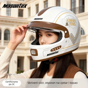 MASONTEX ABS full-face kaciga za električne motocikle, 3C GB811-2022A, za sve sezone, za motocikle (Brand MASONTEX; Materijal: ABS; Certifikacija: GB811-2022A; Stil: full-face; Sezone: sve sezone)