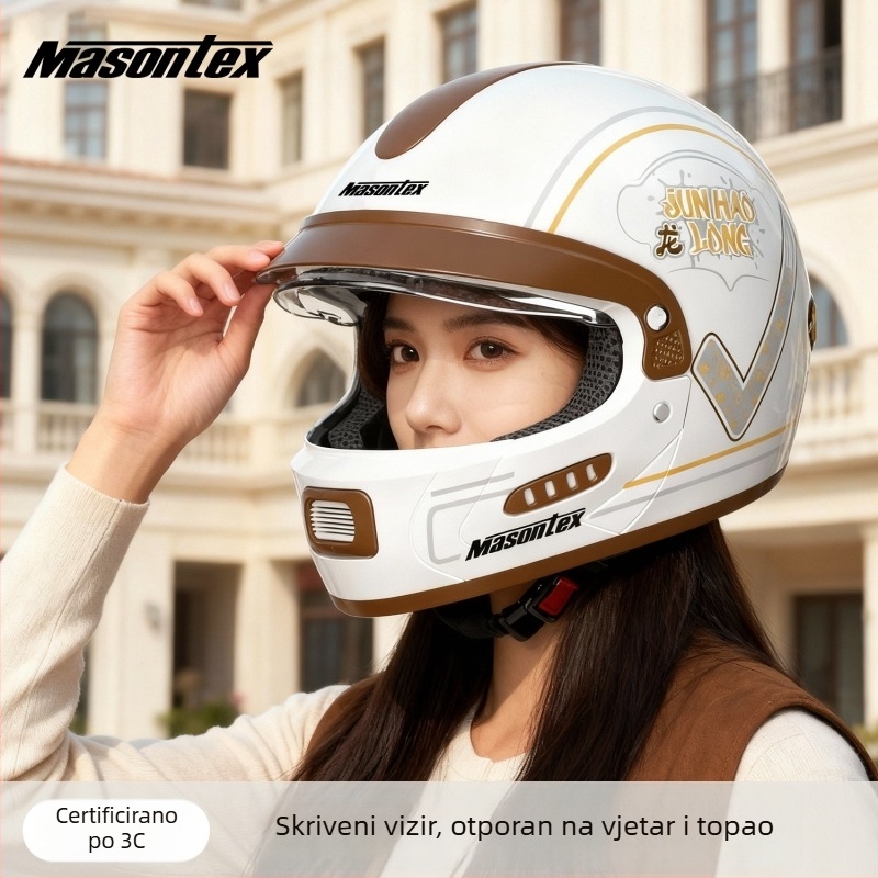 MASONTEX ABS full-face kaciga za električne motocikle, 3C GB811-2022A, za sve sezone, za motocikle (Brand MASONTEX; Materijal: ABS; Certifikacija: GB811-2022A; Stil: full-face; Sezone: sve sezone)