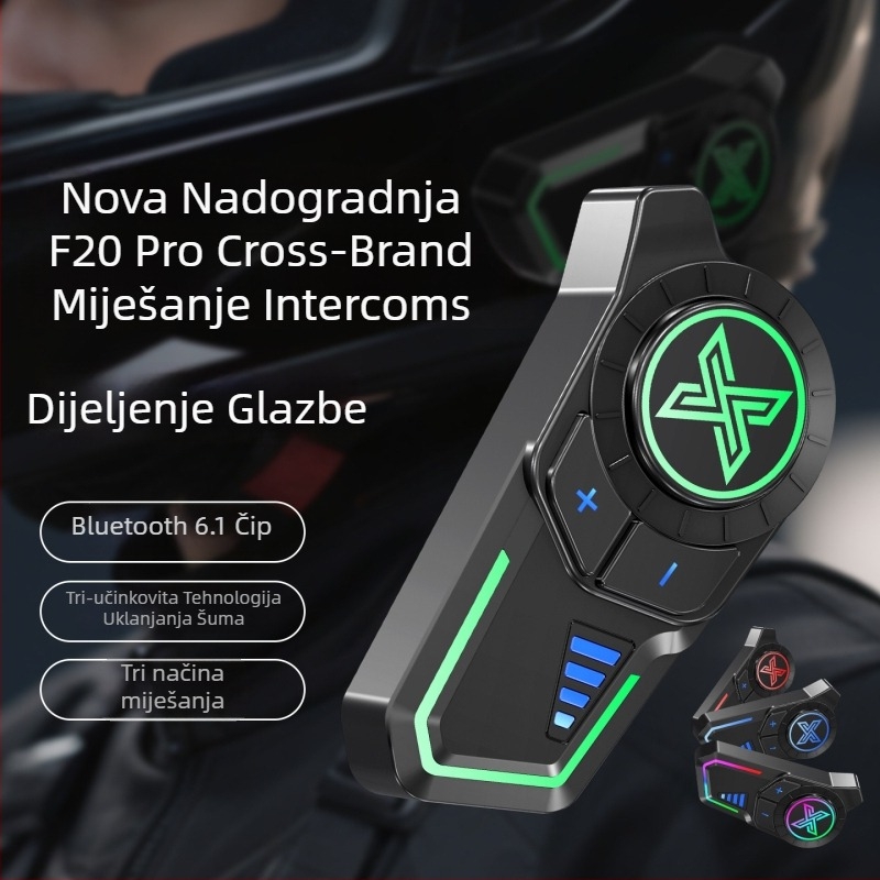 Bluetooth slušalica za kacigu motocikla F20Pro s interkomom za dva vozača i dijeljenjem glazbe