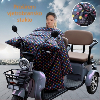 Vjetrovito ćebe za odrasle – PVC vodootporan materijal; pogodno za tricikl, motocikl i električno vozilo; moguć tisak logotipa; višekratna upotreba; jednostavan stil.