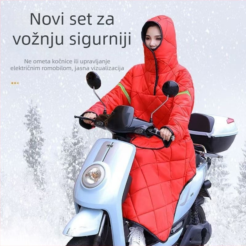 Električna vjetrovka za motocikl s flanelnom podstavom, duga, s koljenim zaštitama