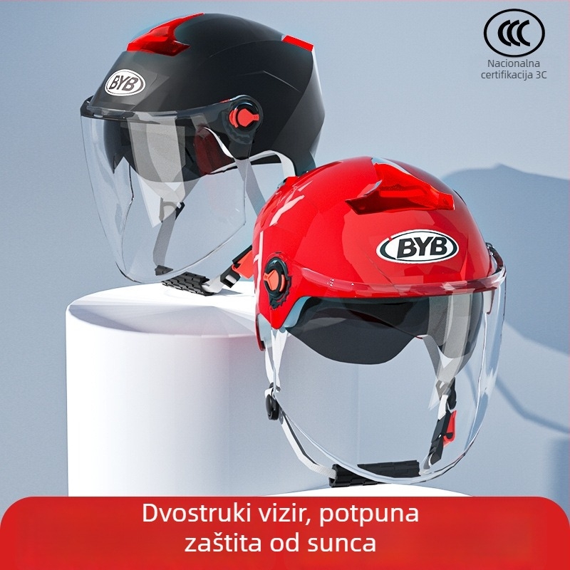 BYB kaciga za motocikl, ABS materijal, 3C certificiran, unisex, broj certifikata 2024091105021704