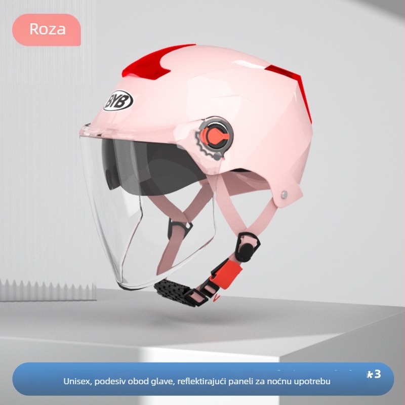BYB kaciga za motocikl, ABS materijal, 3C certificiran, unisex, broj certifikata 2024091105021704