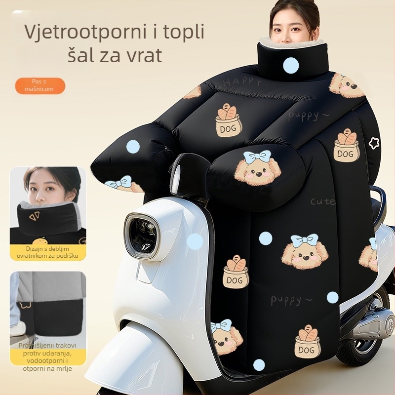 Vjetrootpornost quilt štit za električna vozila, Oxford materijal, fleece podstava, vodootporno i toplo, pogodno za sve sezone, za skutere i motocikle