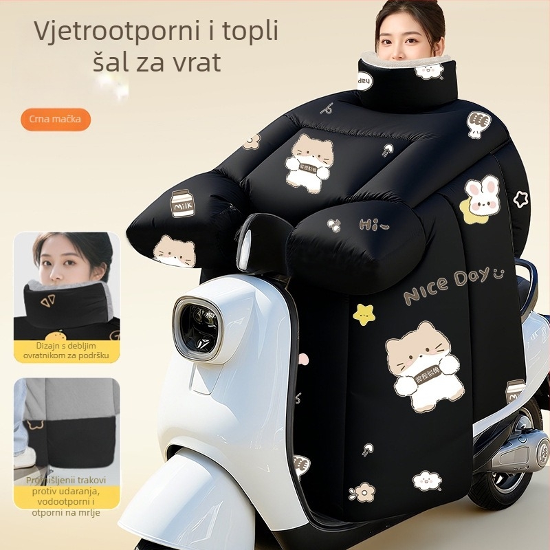 Vjetrootpornost quilt štit za električna vozila, Oxford materijal, fleece podstava, vodootporno i toplo, pogodno za sve sezone, za skutere i motocikle