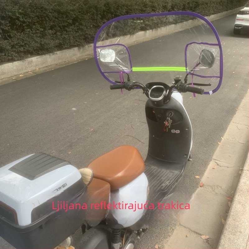 Prednje vjetrobransko staklo za motocikl — prozirno HD, debeli PVC materijal, zaštita od kiše i zaštita za noge, univerzalno za električna vozila zimi
