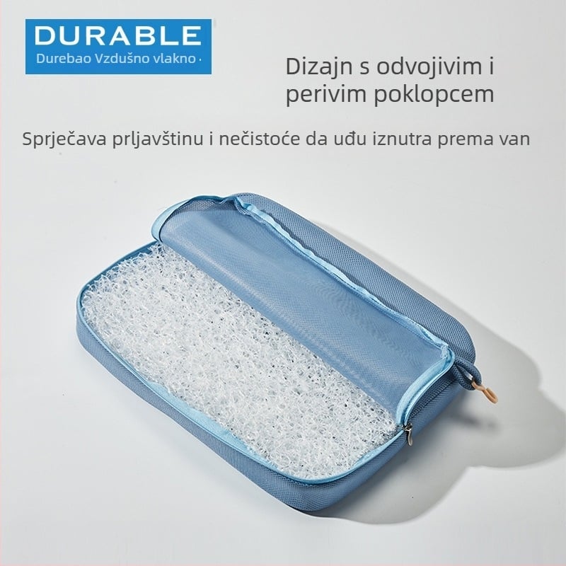 Jastuk za kupanje s protukliznom trakom i kukom, od vlakna zraka, brzo se suši i pere, za starije i osobe s invaliditetom.