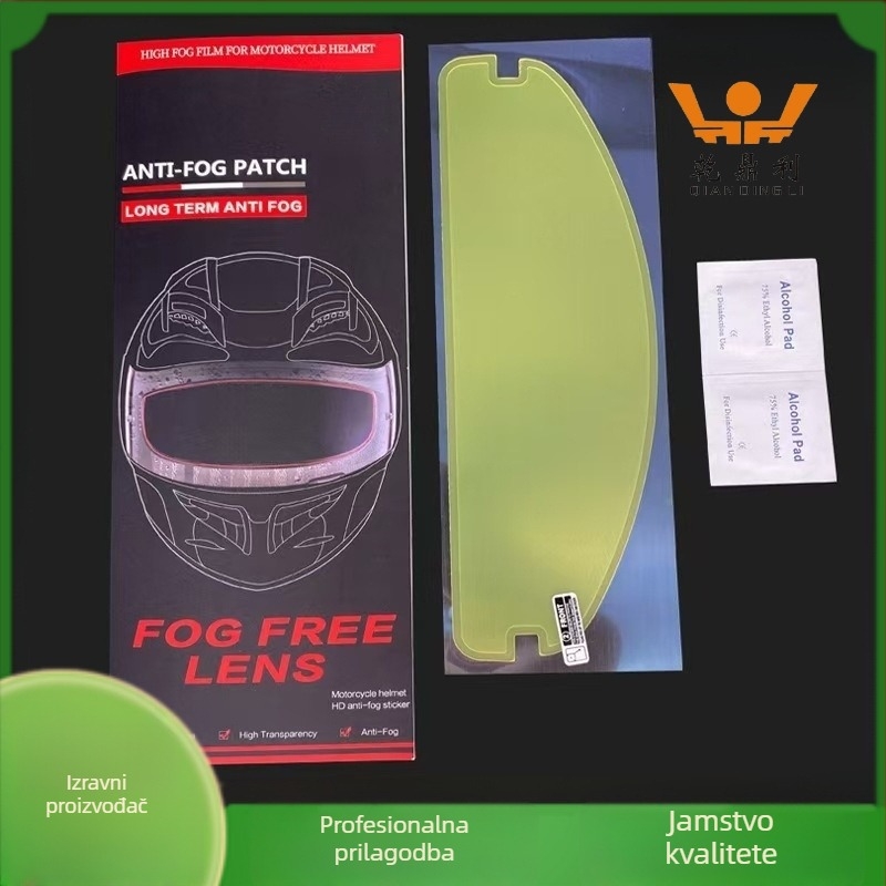 Folia antifog kacige i vozila – PET materijal; Značka Qian dingli; Podrijetlo: Suzhou; Pogodno za motocikle i električna vozila; Dugotrajni antifog efekt