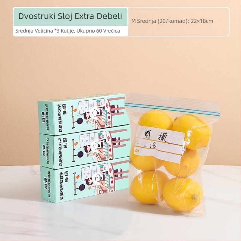 Zapečaćena vrećica za hranu za očuvanje svježine | Materijal PE | Pogodno za mikrovalnu pećnicu | Otpornost na temperaturu -30°C do 180°C | 1 kom