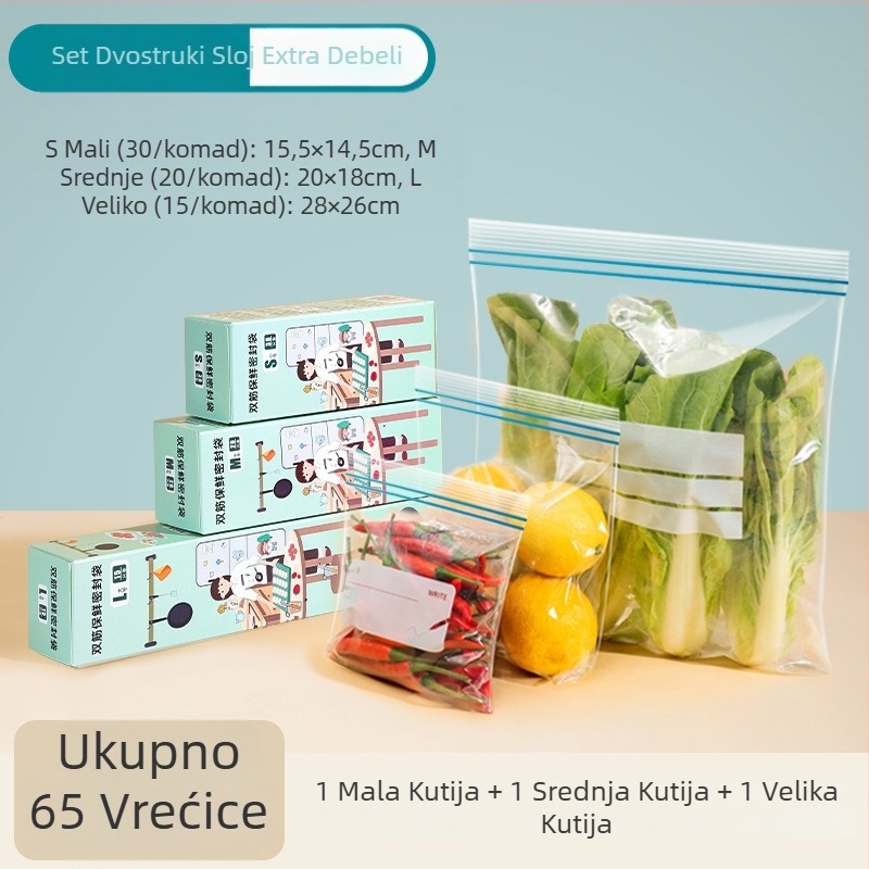 Zapečaćena vrećica za hranu za očuvanje svježine | Materijal PE | Pogodno za mikrovalnu pećnicu | Otpornost na temperaturu -30°C do 180°C | 1 kom