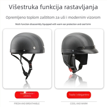 Kaciga za motocikl s vizorom i šalom, retro dizajn za sve sezone (Materijal: ABS + pjena; Marka: JBL; Tip: kaciga za motocikl)