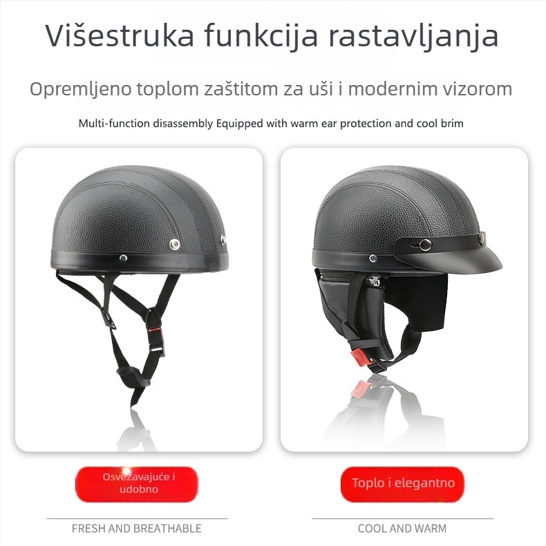 Kaciga za motocikl s vizorom i šalom, retro dizajn za sve sezone (Materijal: ABS + pjena; Marka: JBL; Tip: kaciga za motocikl)