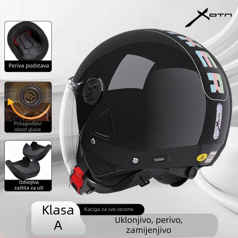 DTN 3/4 kaciga za električna vozila — ABS, uklonjiva podstava, vjetrovita za sve sezone, univerzalni prilagodba, 3C potvrda
