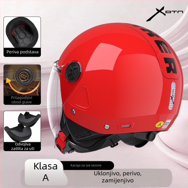 DTN 3/4 kaciga za električna vozila — ABS, uklonjiva podstava, vjetrovita za sve sezone, univerzalni prilagodba, 3C potvrda
