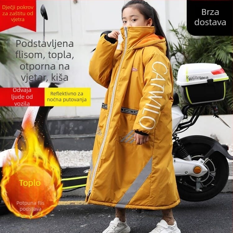 Zimska navlaka za stražnje sjedalo električnog motocikla s velurovom podstavom, roditeljsko-dijete verzija