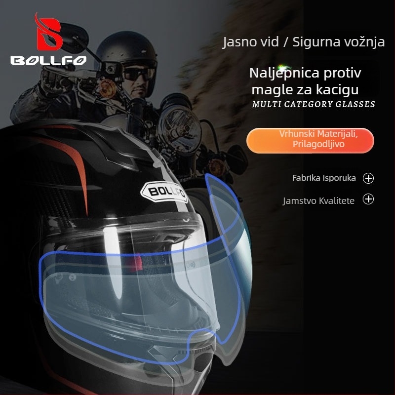 Film vizira kacige – Plošno ogledalo, Materijal PC, Model TKFWP, Unisex