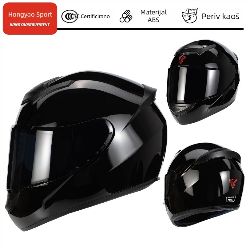 Hongyao ABS kaciga za motocikl s punim licem, 3C certificirano, universalno za sve sezone