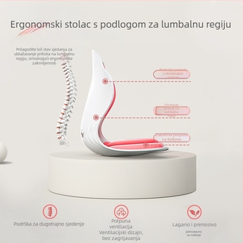 Ergonomska uredska podložnica za sjedenje s lumbalnom podrškom i naslonom za leđa – punjenje memorijskom pjenom, PP materijal, moderno minimalistički stil