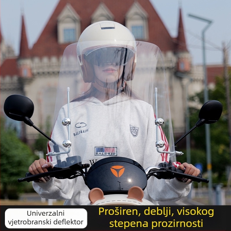 Prednje staklo za električna vozila i motocikle, prozirno, model Section B, materijal PE