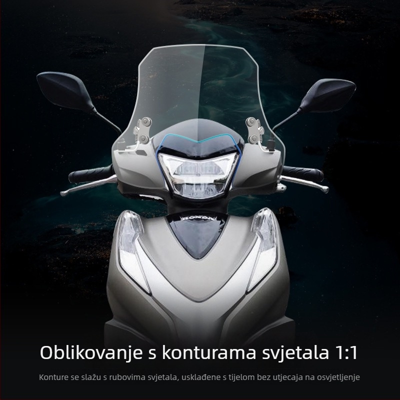 Vjetrobran za motocikl Wuyang Honda LD125 – PMMA, prilagodljiv, ne-reflektirajući