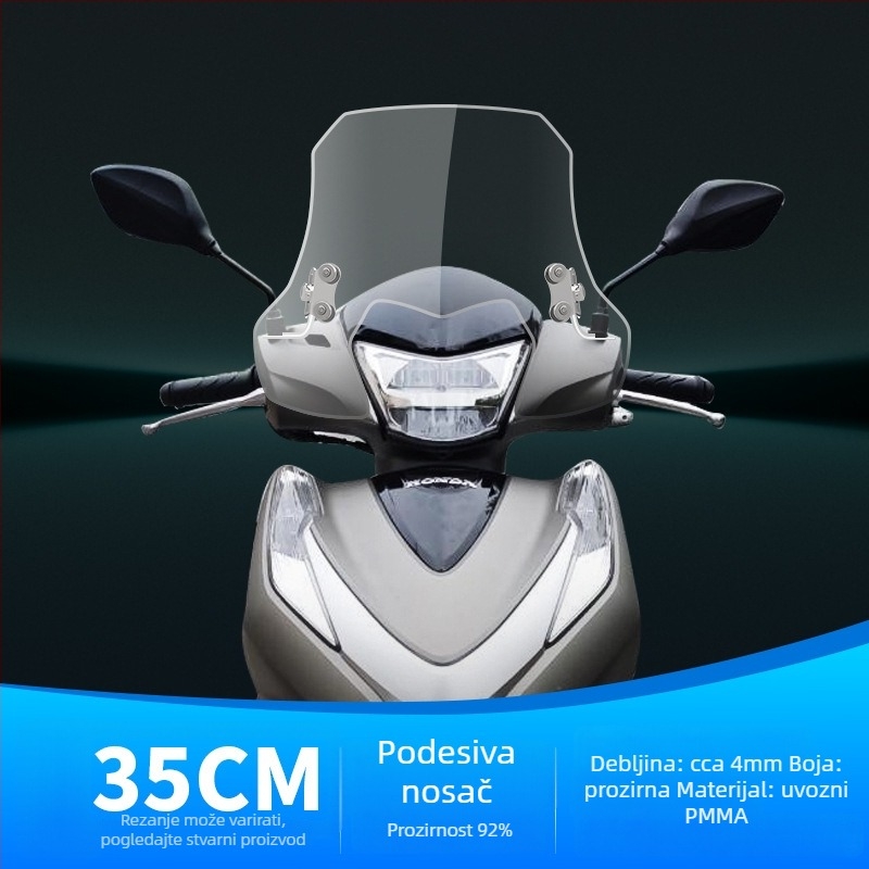 Vjetrobran za motocikl Wuyang Honda LD125 – PMMA, prilagodljiv, ne-reflektirajući
