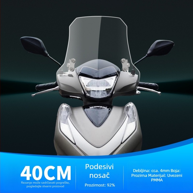 Vjetrobran za motocikl Wuyang Honda LD125 – PMMA, prilagodljiv, ne-reflektirajući
