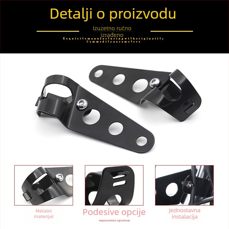 Držač prednjeg svjetla za motocikl od aluminijske legure, s dva otvora