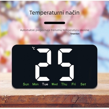 LED digitalni stolni sat s prilagodljivom svjetlošću, alarmom, 24-satnim prikazom i dnevom u tjednu