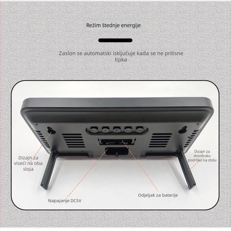 LED digitalni stolni sat s prilagodljivom svjetlošću, alarmom, 24-satnim prikazom i dnevom u tjednu