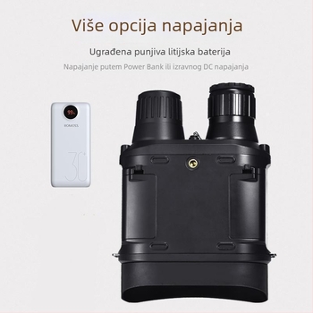 Binokularni uređaj noćnog vida s 32 mm objektivom, povećanje 1–15×, domet 800 m, baterija 3600 mAh
