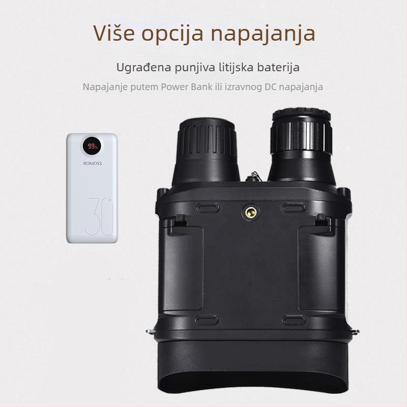 Binokularni uređaj noćnog vida s 32 mm objektivom, povećanje 1–15×, domet 800 m, baterija 3600 mAh