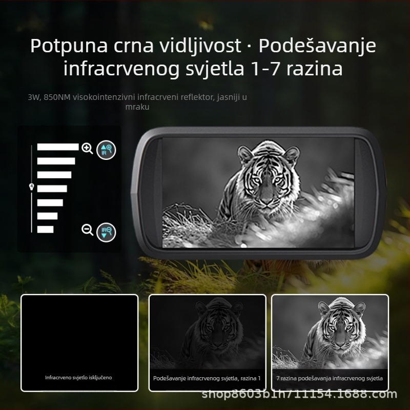 Infracrveni noćni vid binokulari (8x povećanje, objektiv 25 mm, domet promatranja 350–400 m, težina 460 g)