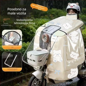 Pokrov za vjetrobransko staklo električnih vozila, vodootporni Oxford materijal, otvaranje ručno, minimalistički stil, universalno za tricikl, motocikl i električni skuter